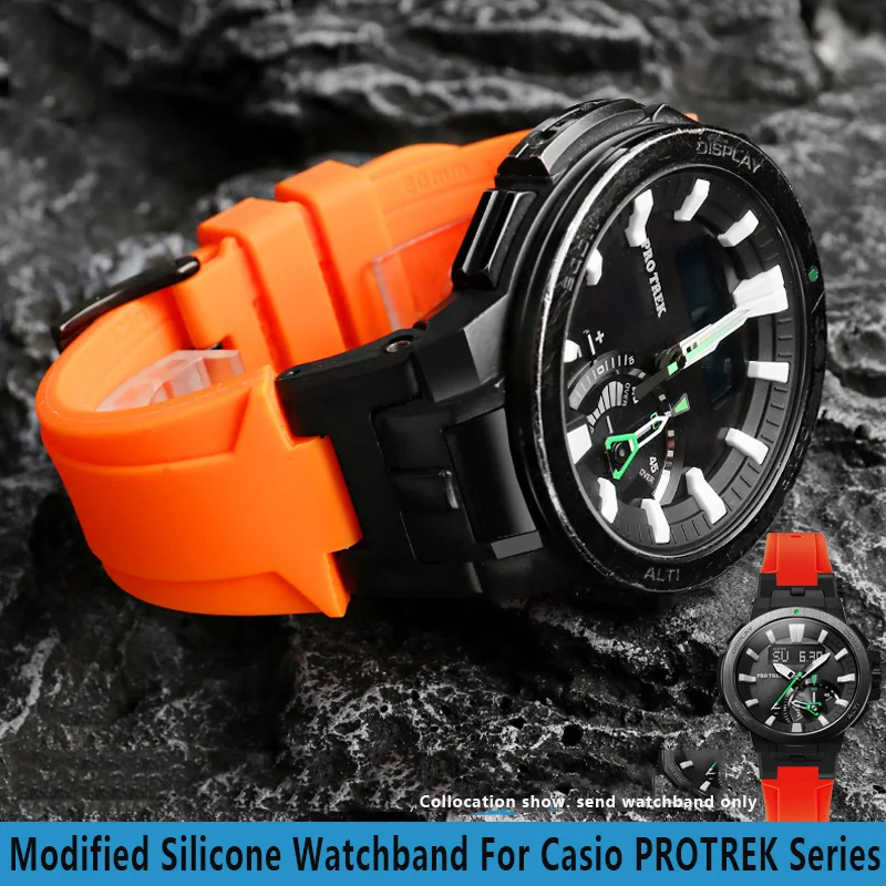 

New Modified Silicone Watchband For Casio PROTREK Series PRW7000 PRW-7000FC PRW-7000 Rubber strap Men's watch accessories