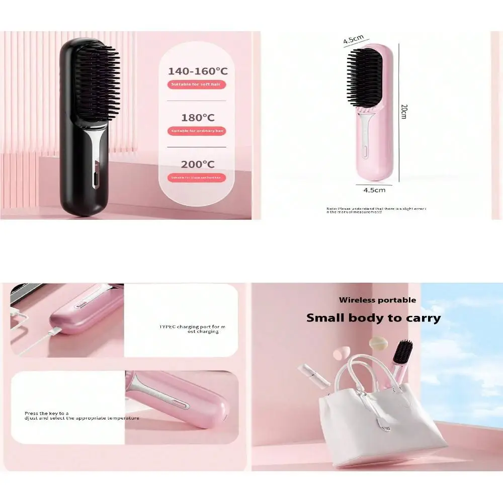 New Wireless Charging Hair Straightener Brush, Portable Fashionable And High-Quality Negative Ion Smooth Hair Comb