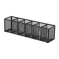 Simple 3/4/5/6 Grids Metal Mesh Desk Organizer Rectangle Durable Pen Holder Cosmetics Brush Storage Box Office Home Supplies 1