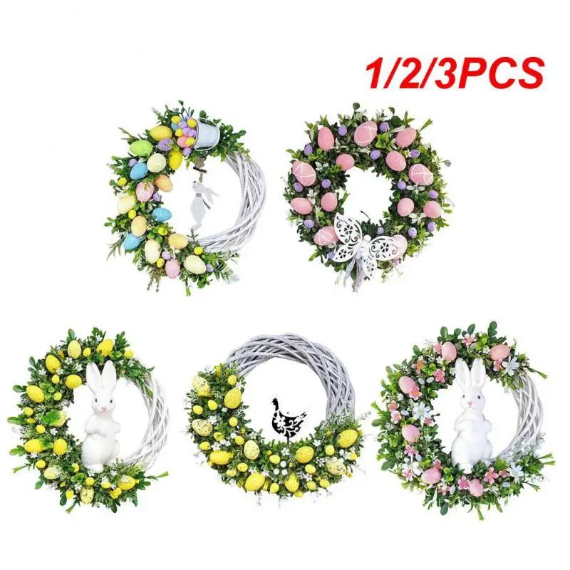 

1/2/3PCS New Easter Bunny Wreath Colorful Door Wall Oranments Happy Easter Rabbit Home Party Creative Garland Festival