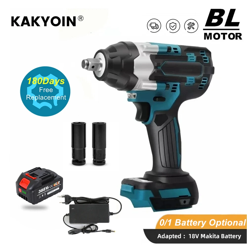 

Беспроводной Электрический ударный гайковерт, 1000 нм, бесщеточный Электрический ключ, торцовая головка для ручной дрели Makita, аккумулятор 18 в