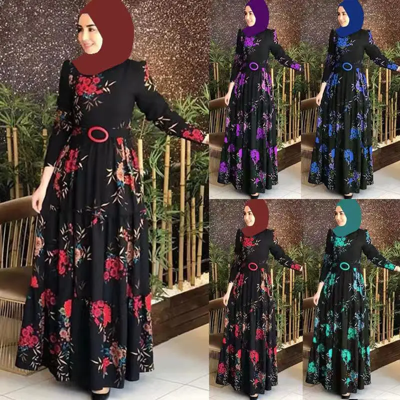 

Spring 2023 new printed mid-waist temperament commuter printed long dress