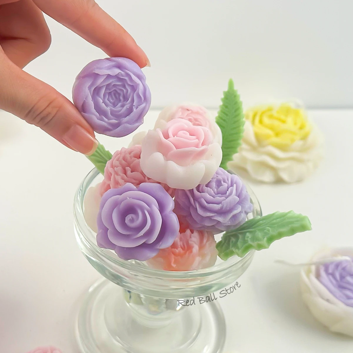 Moule à Bougie Silicone Fleur De Pivoine - Lot De 3 Pièces Pour Cire, Savon, Artisanat Déco