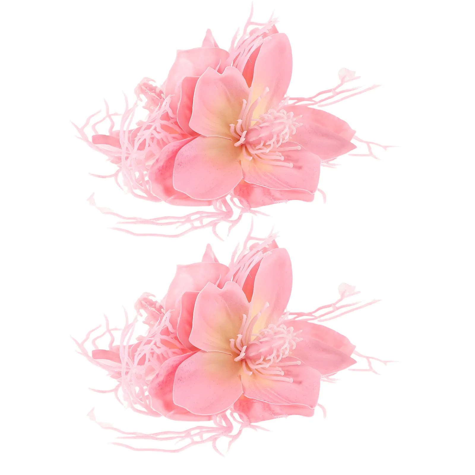 2개입 하와이안 플라워 헤어 클립, 여성용 부드러운 작은 꽃 집게핀, 휴가용 열대풍 헤어 장식