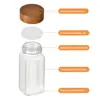 Transparent Storage Tank Glass Sealed Spice Jars Dispensing Bottles Storage Tool Square Spice Jar with Acacia Wood Lids 5