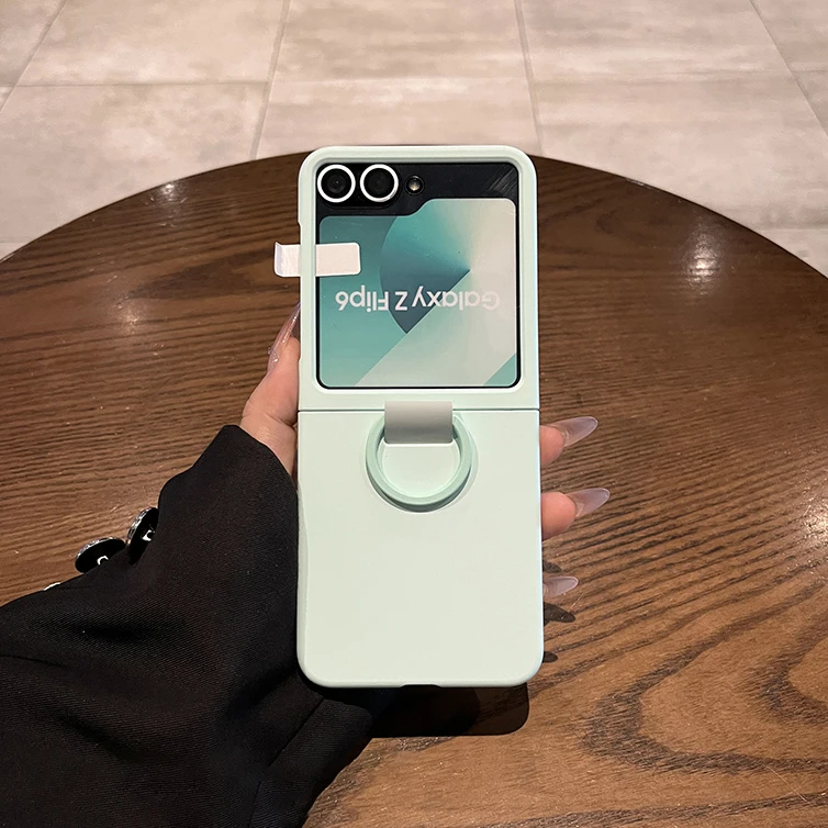 Liquid Silicone Ring Bracket Shockproof Case with Screen Protector Film