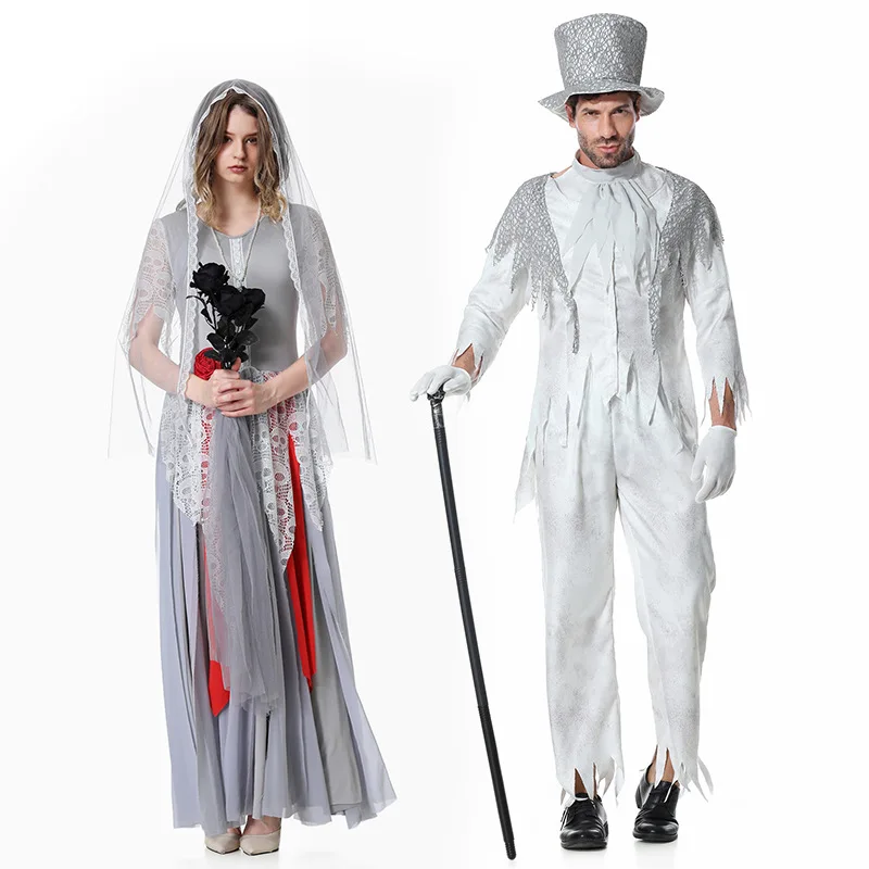 Woman Halloween Bloody Corpse Bride Costume Female Ghost Zombie Walking Dead Cosplay Carnival Purim Parade Role Play Party Dress