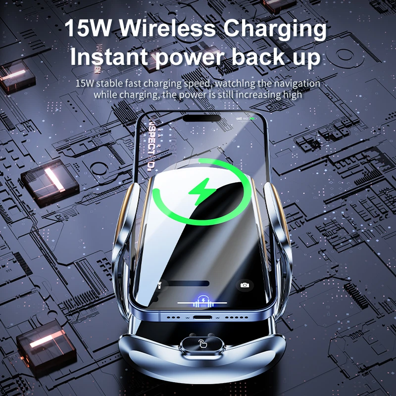 Q15 Supporto magnetico per telefono cellulare per auto caricabatterie wireless Supporto per telefono cellulare nel supporto GPS per auto 360 ° Supporto girevole per iPhone Xiaomi  34