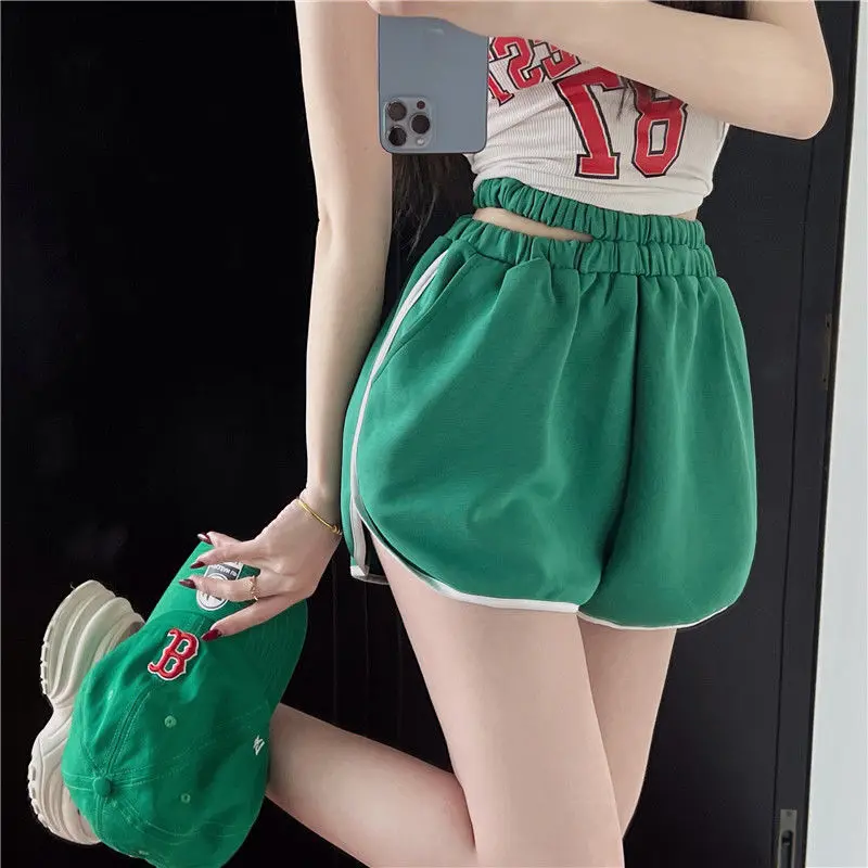 2024 New Double Waist Casual Wide Leg Pants for Women's Summer Loose Korean Sports Shorts A-line Hot Pants for Home Sleepwear