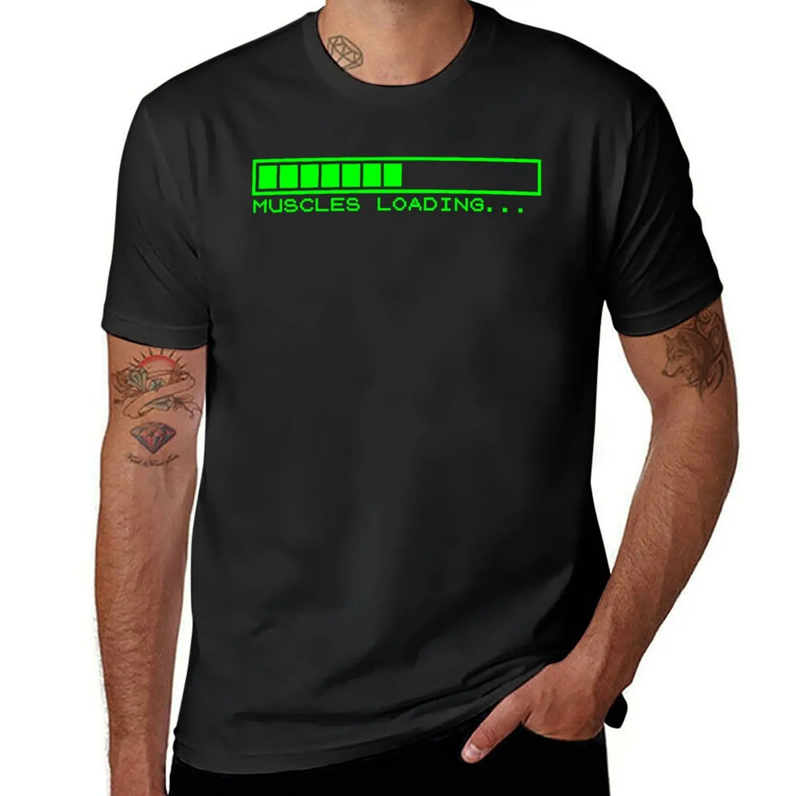 

Muscles Loading T-Shirt blanks sports fans Short sleeve tee men