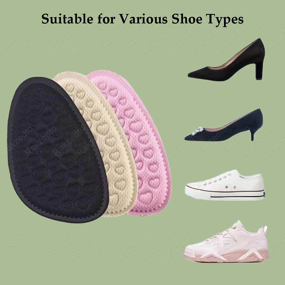 3Pairs Forefoot Pads for Women High Heels Pain Relief Non-Slip Insoles for Shoes Too Big Size Reduce Insert Foot Pads Toes