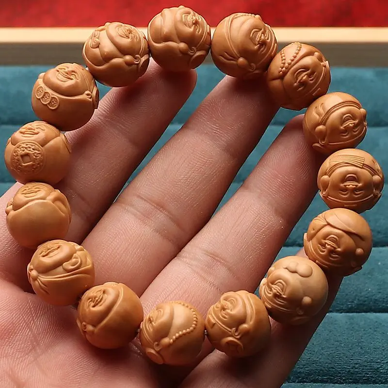

Monkey Head Peach Pit Carved Eight Hundred States God of Wealth Perfect Circle Bracelet Large Seeds Walnut Bodhi Crafts Single C