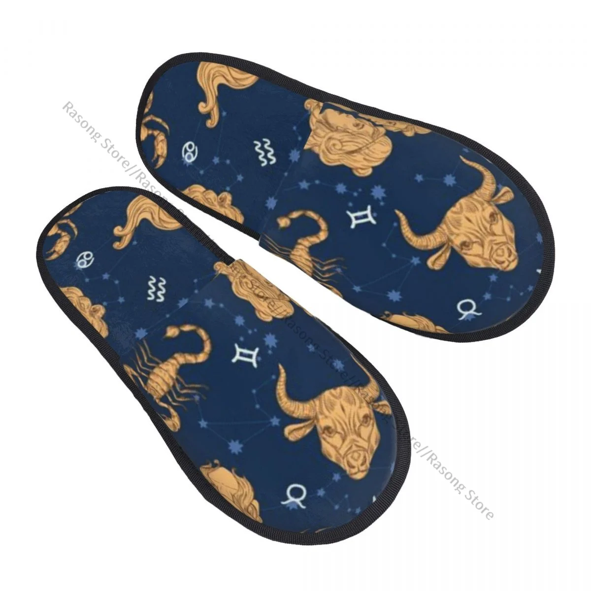 

Fur Slipper For Women Men Fashion Fluffy Winter Warm Slippers Zodiac Constellations House Shoes