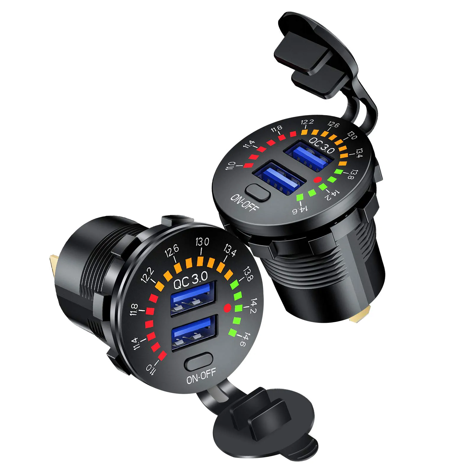 

Автомобильное зарядное устройство, 2 шт., 36 Вт, двойной USB-разъем QC3.0, 12 USB-разъемов, автомобильное зарядное устройство, электрическая розетка, водонепроницаемая с цифровым