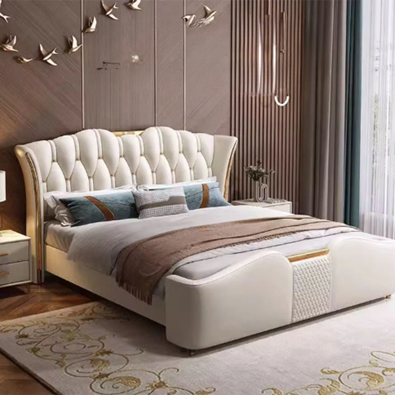 

Nordic Luxury Kids Double Bed Wood High End King Size Frame Double Bed Modern Design Letti Matrimoniali Bedroom Furniture