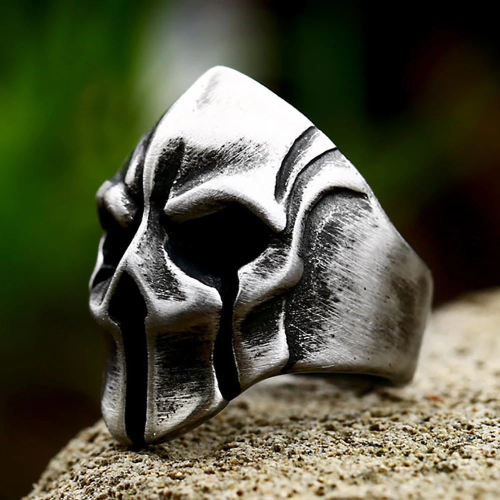 Vintage In Acciaio Inossidabile Spartan Helmet Warrior Rings Mens Skull Punk Rock Gothic Biker Ring Gioielli Creatività Regali All'Ingrosso
