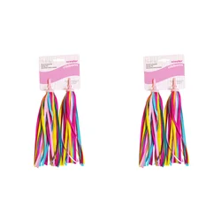 Vibrant Children's Bicycle Handlebar Streamers - Colorful Outdoor Cycling Accessories (4PCS Yellow Pink)