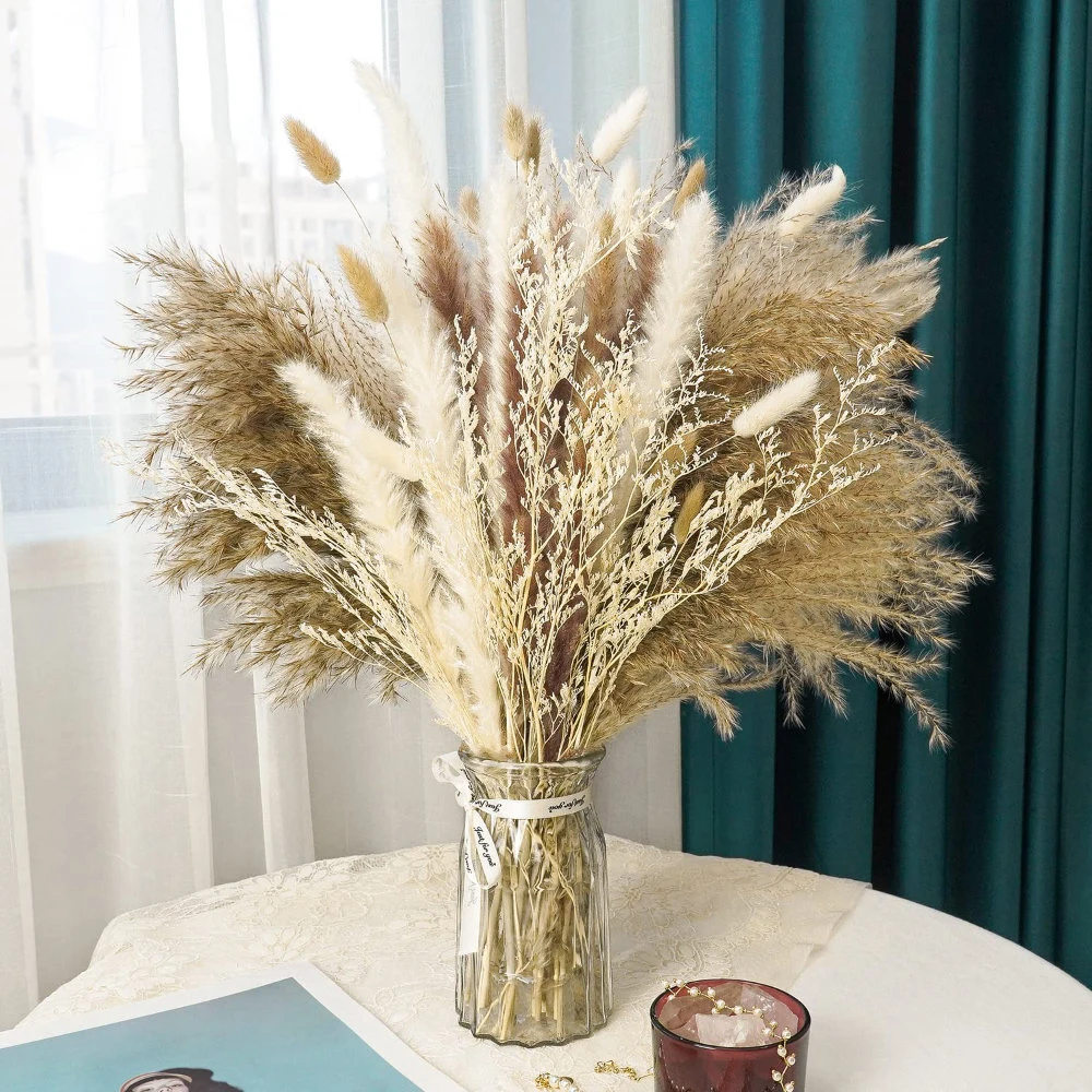

80pcs Pampas Set Decoration Fluffy Natural Living Room Decoration Tall Pampas Grass Dried Flowers Bouquet Boho Home Decor