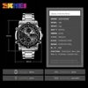 SKMEI 1389 Countdown Steel Strap Wristwatch Clock Relogio Masculino Digital Quartz Watch Men Three Time Quartz Wrist Mens Watch 6