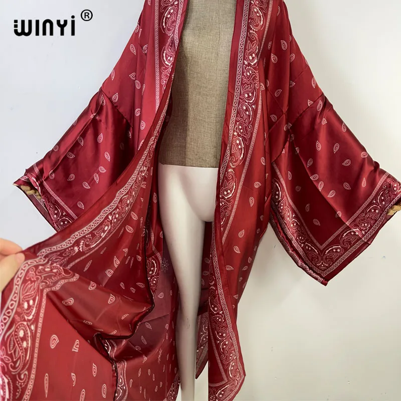 WINYI kimono 2023 купальник ženy svetr volné dlouhé šaty večírek boho maxi pláž outfits pro ženy obal nahoře plavek kaftan