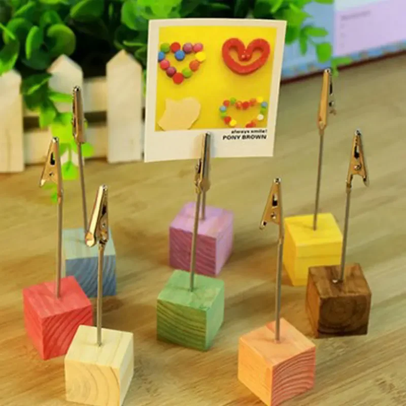 Color Cube Stand Alligator Wire Photo Clip Memo Card Holder Table Wedding Party Place Favor Gift Note Clamp
