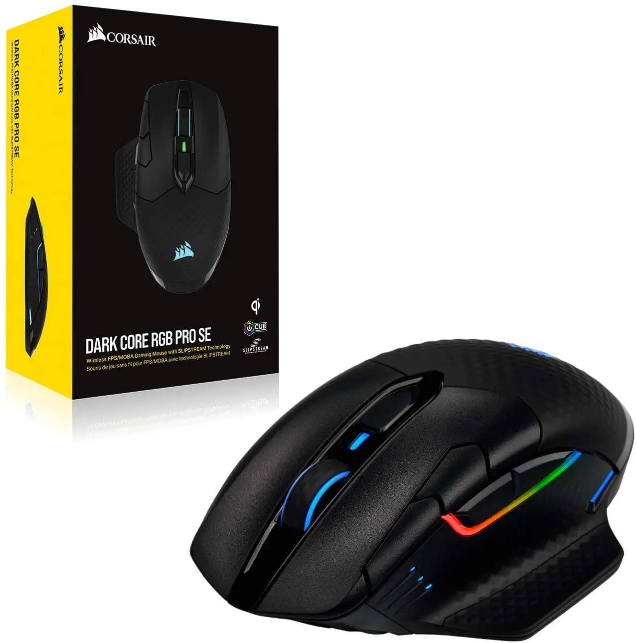 Corsair Dark Core RGB Pro SE Wireless FPS MOBA Gaming Mouse with Slipstream Technology Black Backlit RGB LED 18000 DPI
