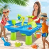 Water Table for Toddlers 4 in 1 Kids Portable Water Play Table Beach Toys 24PCS Sensory Activity Splash Table Toys for Children 1