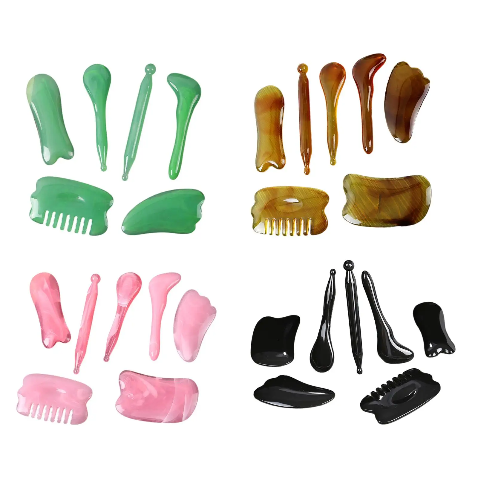 

7x Gua Sha Massage Tool Face Lift for Neck Back Manual Handheld Traditional Body Massage Resin Guasha Board Facial Massage Tools