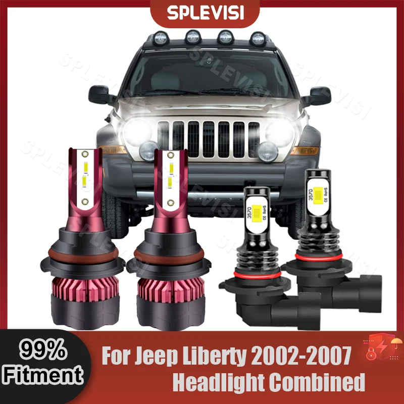

Super Bright 2Pair High Low Beam Foglamp Combination Kit For Jeep Liberty 2002 2003 2004 2005 2006 2007 Car LED Headlight Bulbs