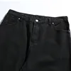 FEWQ Fashion Men's Denim Pants 2024 Autumn Winter New Dark Style Solid Color Straight-leg Elastic Waist Stylish Trousers 24E5233 3