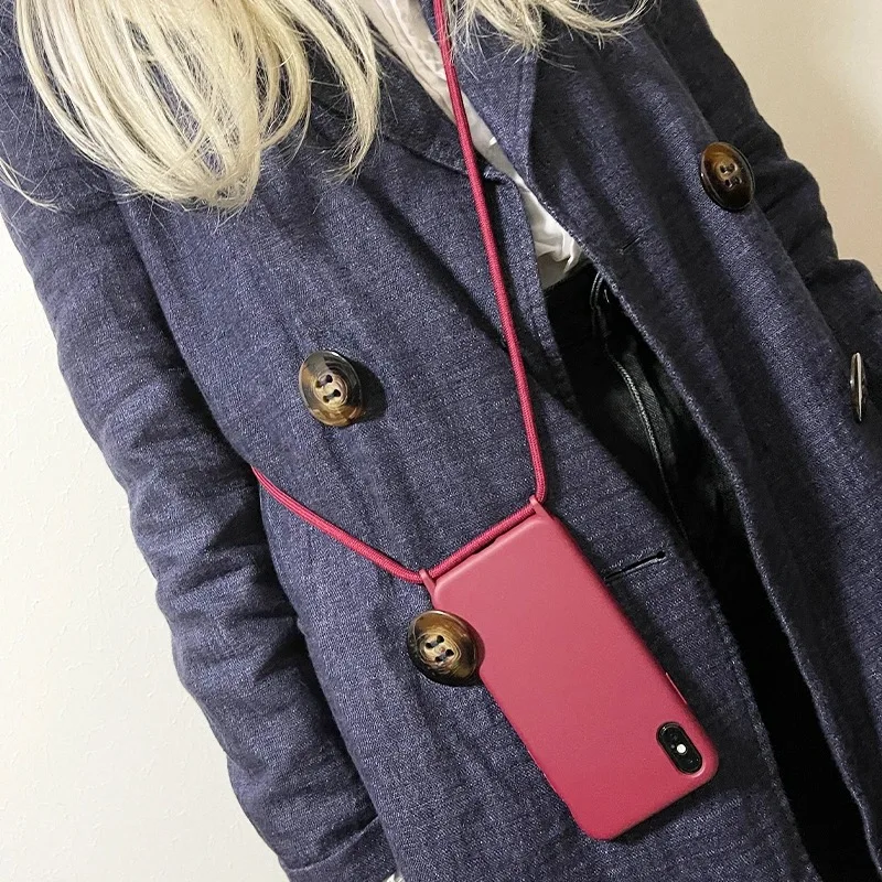 Liquid Silicone Crossbody Lanyard Case with Neck Strap - Soft Candy Cover