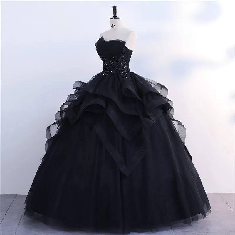 Winter New Black Strapless Party Dress Noble Vestidos Quinceanera Dresses Classic Prom Ball Gown Customize Ashley Gloria