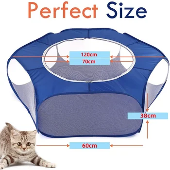 Portable Small Pet Cage Transparent Cat and Dog Cage Tent Pet Playpen Open Folding Yard Fence For Dog Hamster Rabbit Guinea Pig 2