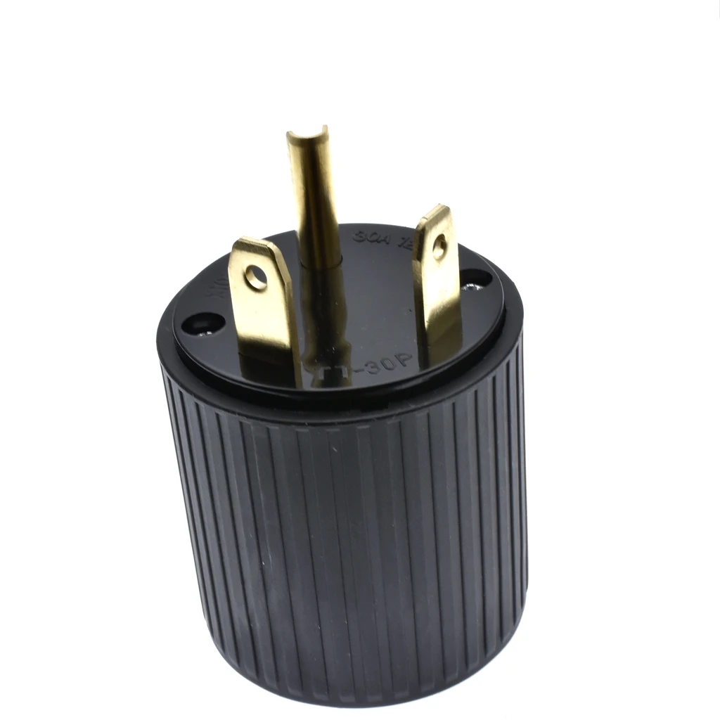 NEMA TT-30P,30 Amp,125 Volt,Straight Blade Male RV Trailer Plug Connector, Black Industrial Grade,Grounding 3750 Watts Generator