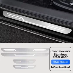 Premium Stainless Steel Car Door Sill Protector Cover - Stylish & Durable Exterior Accessory (Silver)