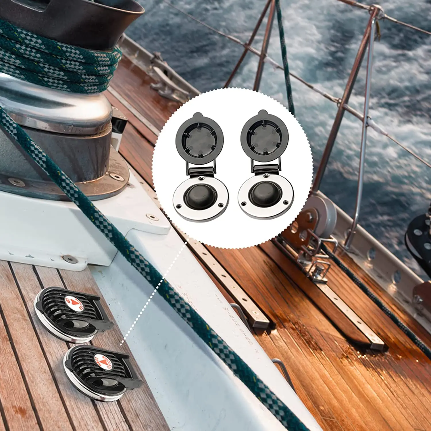 Wireless Windlass Anchor Remote Trim Controller And Up/Down Wired Red Rocker Switch Remote With 100ft AWG #16 Wire Spool For Boats Marine Vessels - View #13