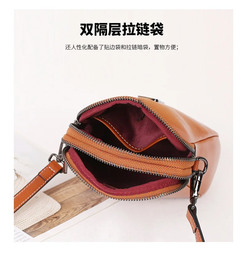 Leather Shoulder Bag Crossbody Bag Summer Women's Oil Wax Cowhide Leather Crossbody Shoulder Bag Small Shell Purse