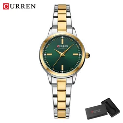 Elegant CURREN Women's Quartz Watch with Roman Dial & Dazzling Diamonds - Waterproof & Luminous Luxury Design (Silver green box)