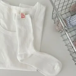 Japanese Retro Women's Cotton Pile Socks - Fashionable Spring Summer Footwear (WHITE)