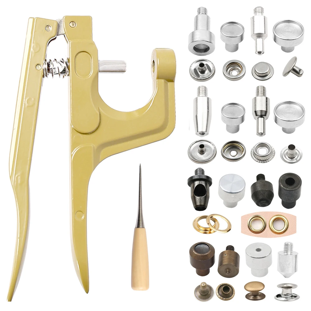 Miniature Hand Press Tool Pliers Snap Buttons Cap Rivets Eyelets DIY Leathercraft Clothing Bags Jeans Sewing Accessories