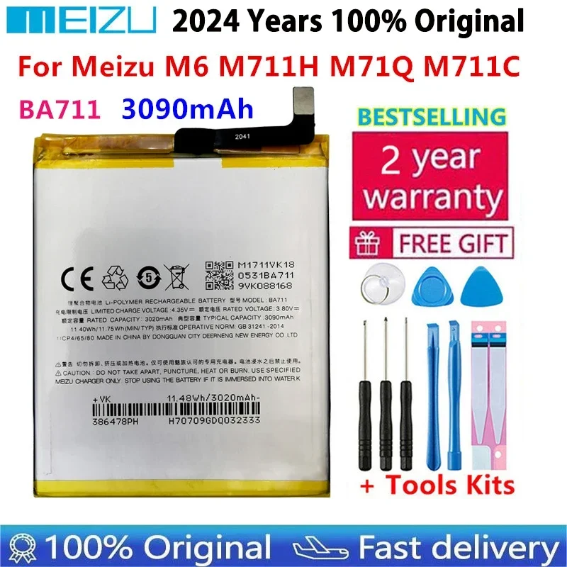 

100% Original 3070mAh BA711 Replacement Batteries For Meizu M6 Meilan6 M711 Series M711M M711C M711Q M711H Phone Battery Bateria