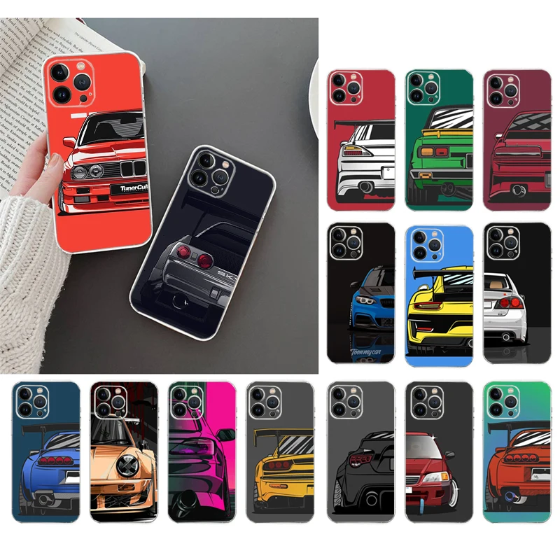 

Japan JDM Sport Car Phone Case For iphone 15 14 Pro Max 13 12 11 Pro Max 12mini 14 Plus Mobile Phone Case Funda