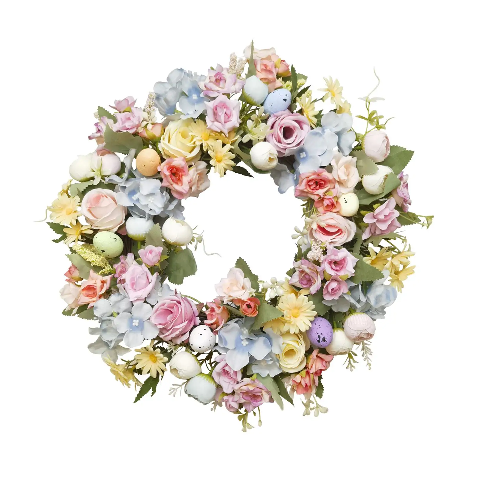 Artificial Easter Egg Wreath Ornament Front Door Wreath Handmade Greenery Garland for Festivals Garden Wedding Home Celebration