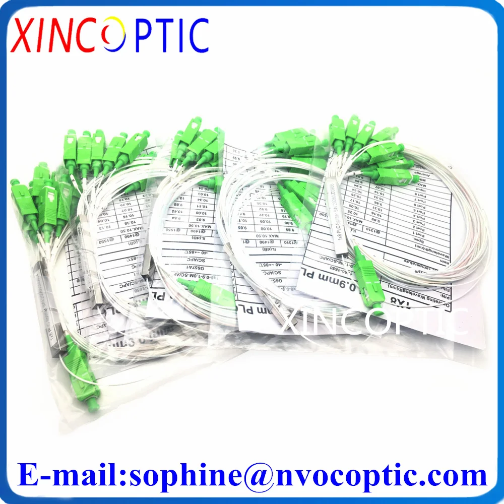 10 Pz Lc/Sc/Apc 1 X8 Plc Splitter 0.9Mm Tubo D'Acciaio 1M Fbt Fibra Ottica Ftth Connettore Fibra Ottica 1*8