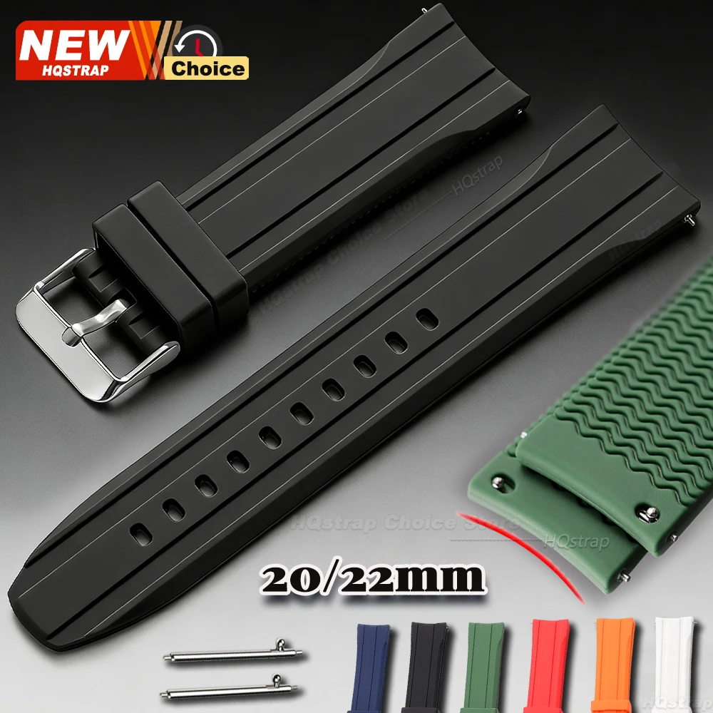 Curved End Waterproof Silicone Watch Strap Belt - Universal Wristband
