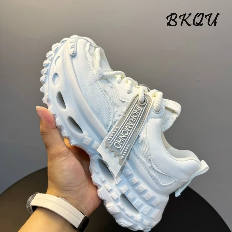BKQU Daddy shoes men's shoes 2025 spring new thick sole increase to make old lovers cool retro fashion breathable sports shoes 4