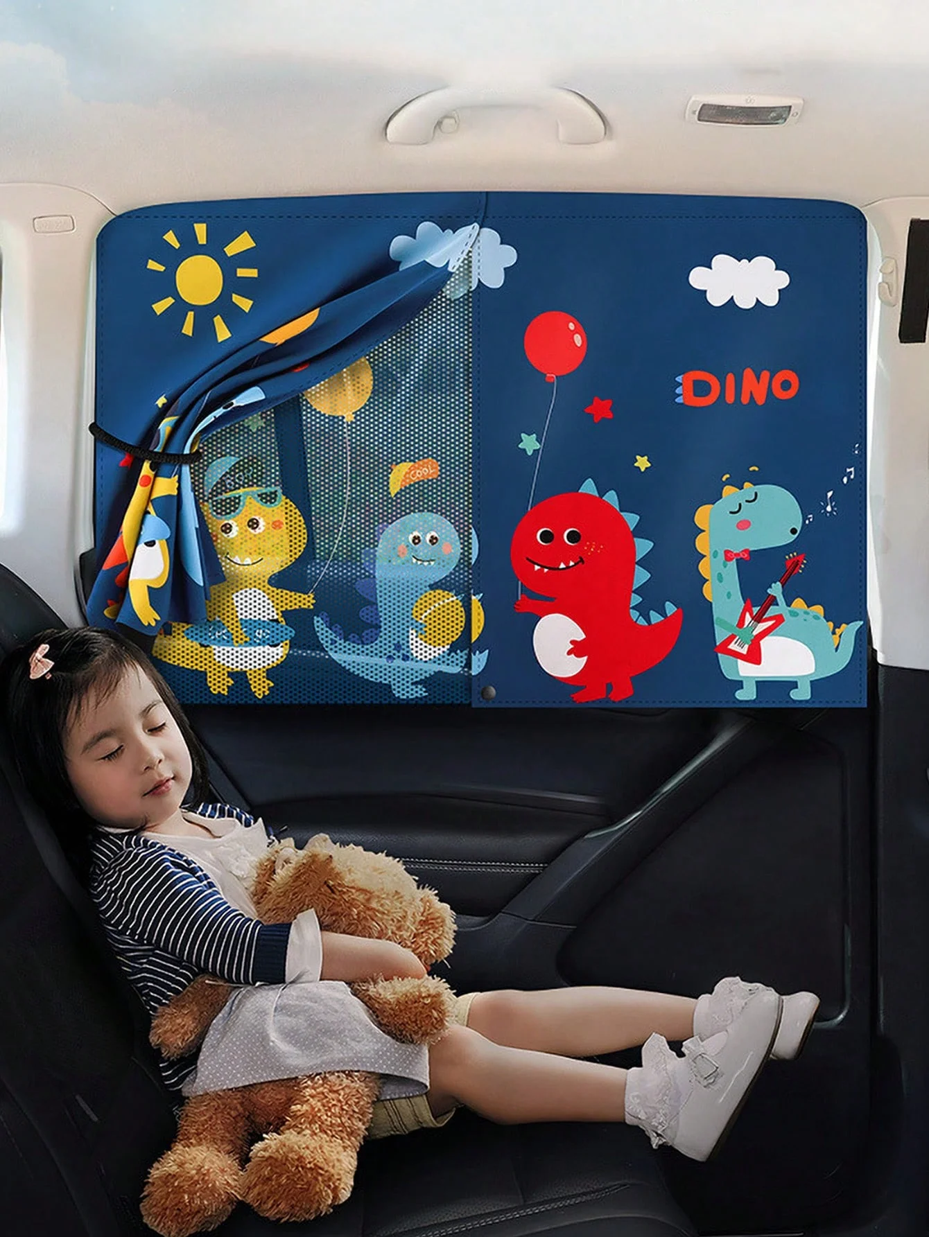 1pc double-layer transparent mesh for sun protection, heat insulation, and light blocking, car window sunshade curtain