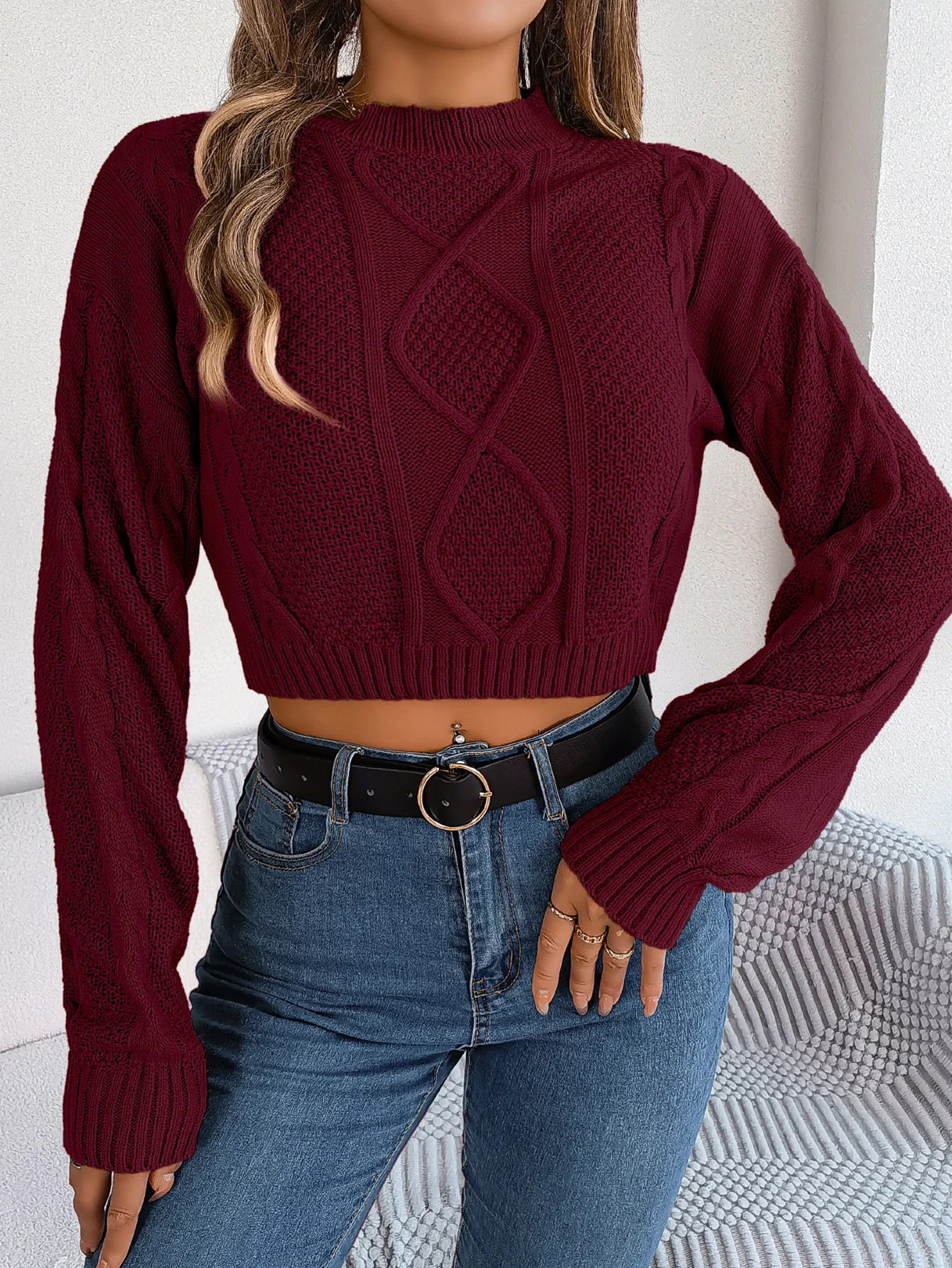Women Casual Knitted Long Sleeve Pullover Sweater