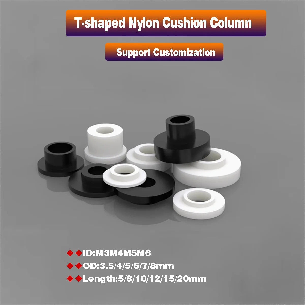 T-Shaped Nylon Washer / Plastic Concave Convex Step Washer Insulating Bush