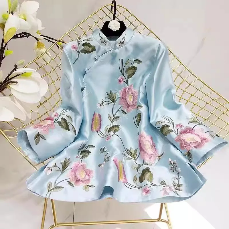 Blouse Eleganti Loose Female Shirt Autumn Ethnic Style Tang Suit Coat Vintage Harajuku Embroidery Chinese Tops Women